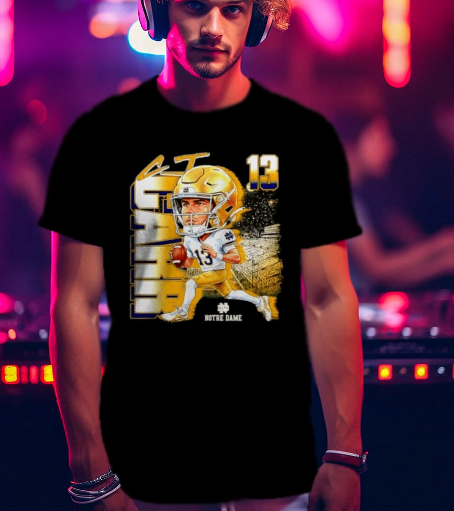 CJ Carr 13 Notre Dame Fighting Irish Football Player Caricature T-Shirt