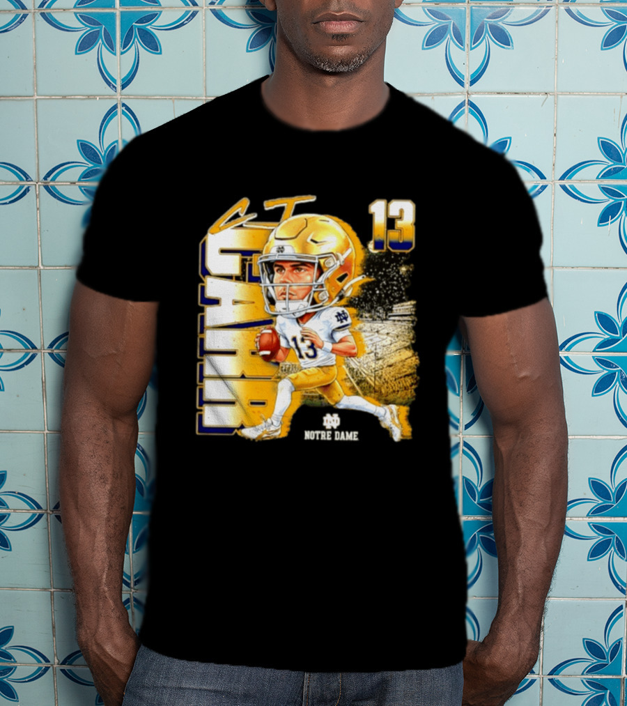 CJ Carr 13 Notre Dame Fighting Irish Football Player Caricature T-Shirt