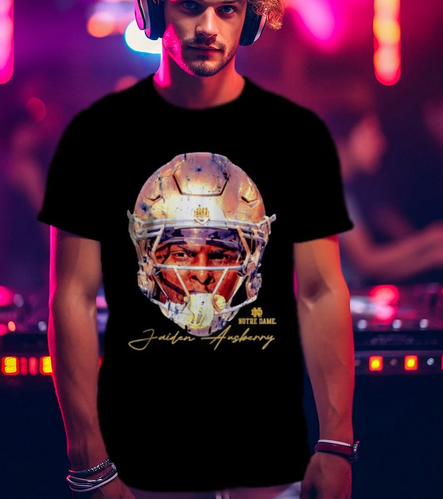 Notre Dame NCAA Football Helmet Jaiden Ausberry Swag Head T-Shirt