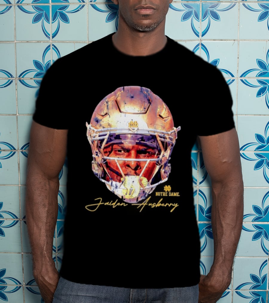 Notre Dame NCAA Football Helmet Jaiden Ausberry Swag Head T-Shirt