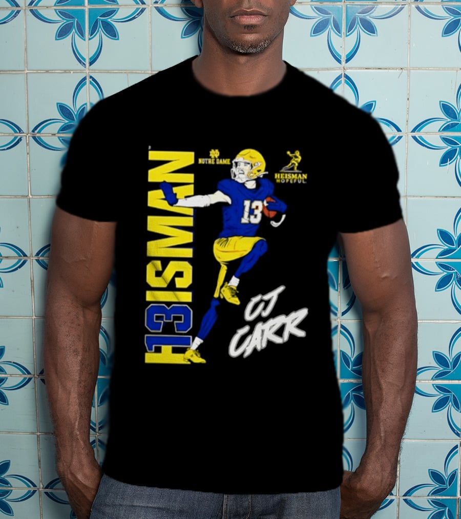 Notre Dame Football CJ Carr Heisman 13 NCAA T-Shirt