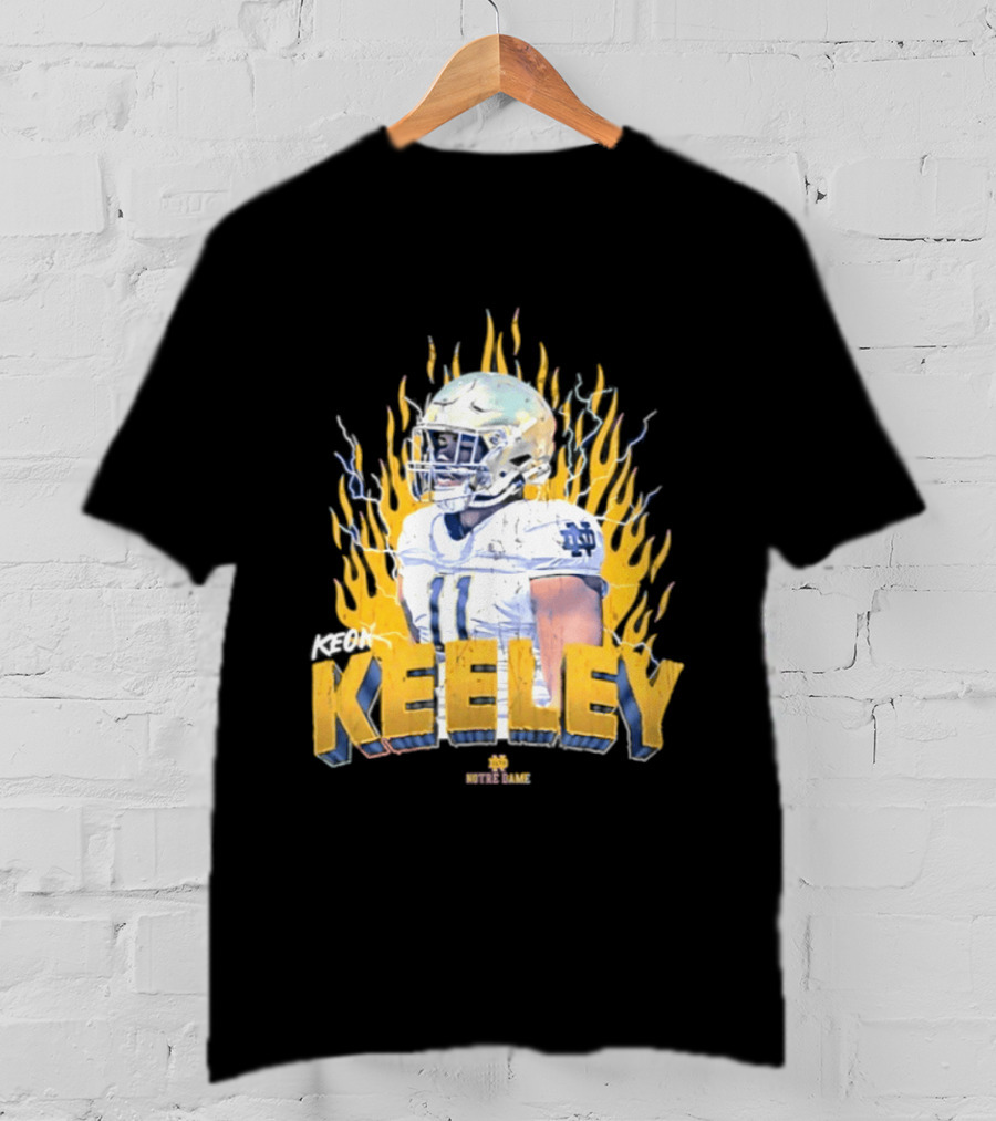 Notre Dame Football Keeley 11 NCAA Player Name Flame Burst T-Shirt
