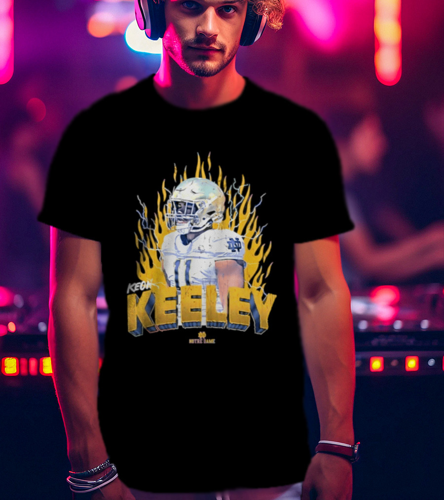 Notre Dame Football Keeley 11 NCAA Player Name Flame Burst T-Shirt