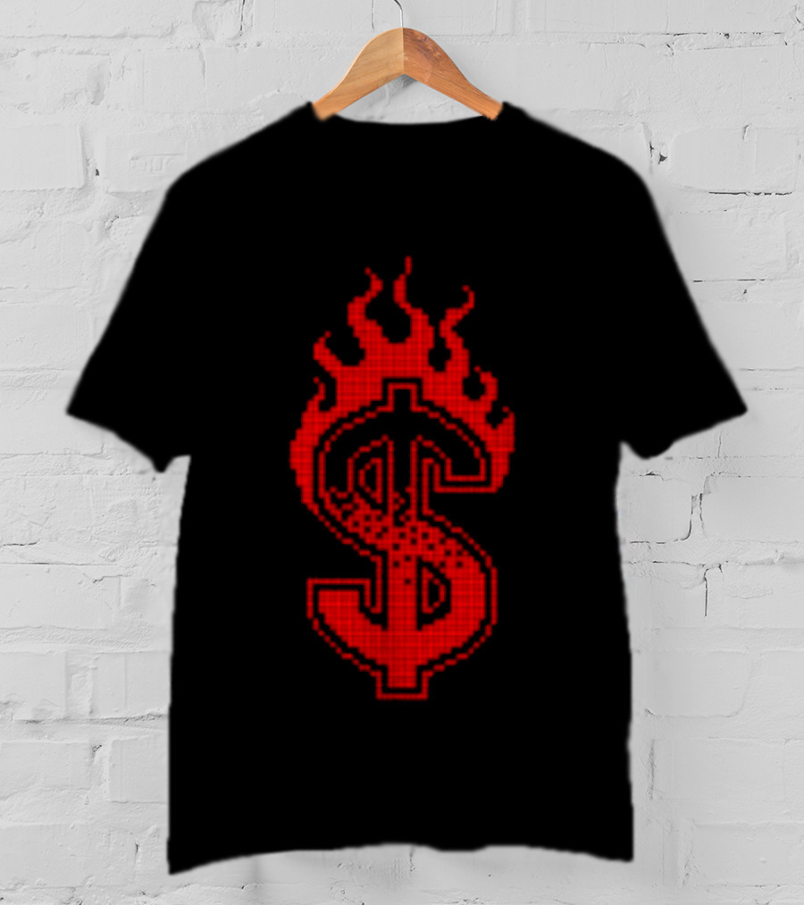 Lambrini Girls Band Store No Refunds Baby Black Flaming Dollar Sign T-Shirt