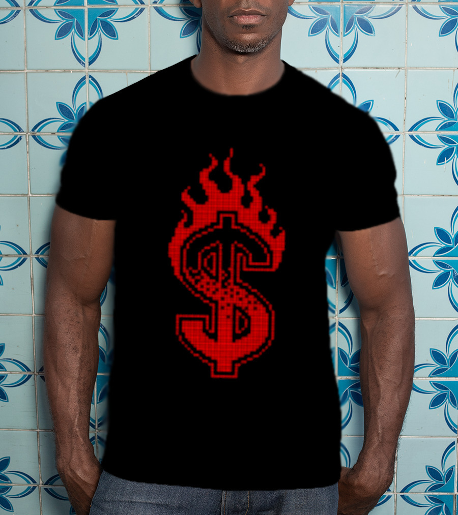 Lambrini Girls Band Store No Refunds Baby Black Flaming Dollar Sign T-Shirt