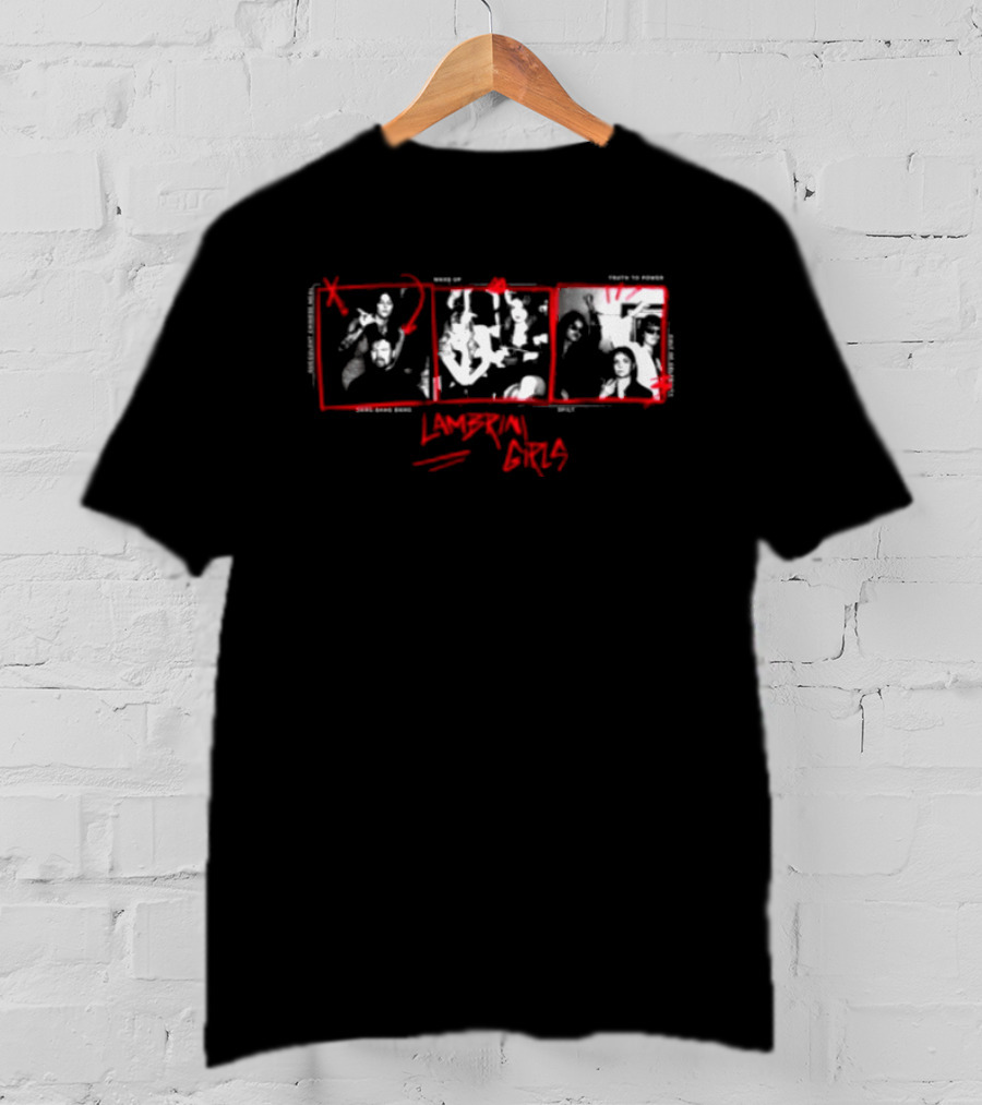 Lambrini Girls Shop No Refunds Black Punk Collage Explicit Notices T-Shirt