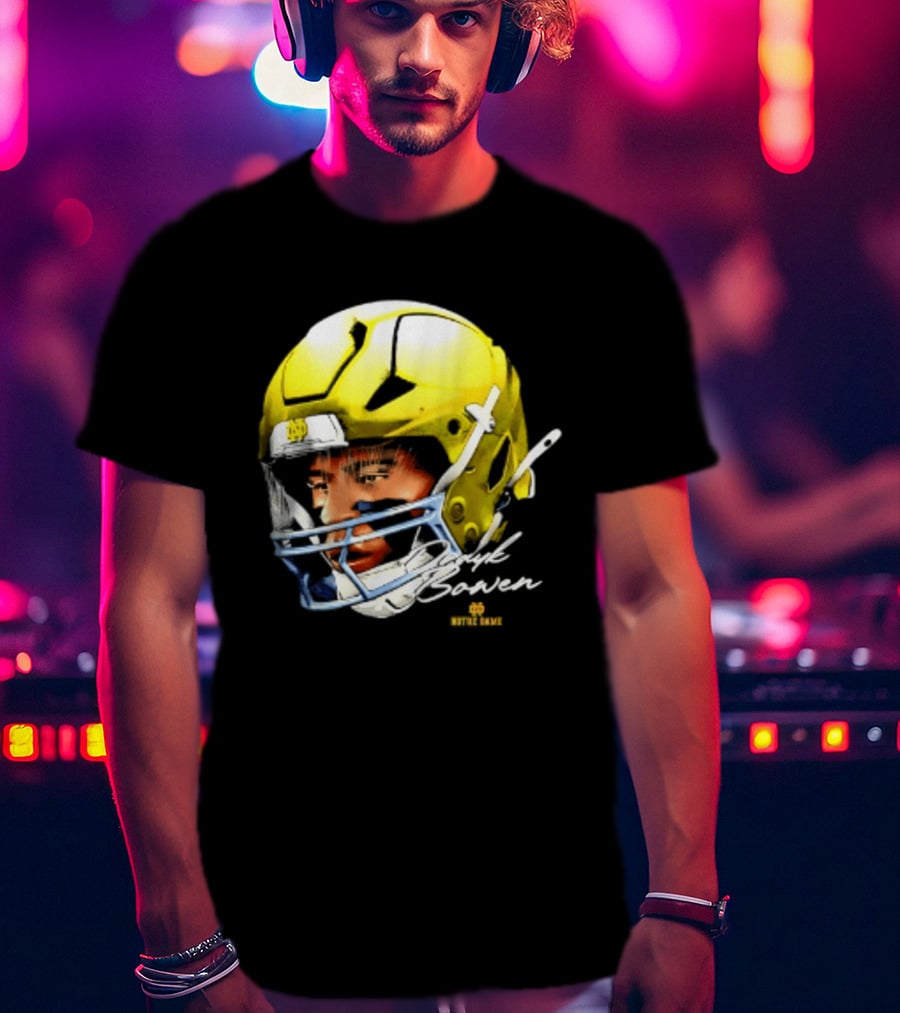 Notre Dame Drayk Bowen NCAA Football Headgear Fan Gear T-Shirt