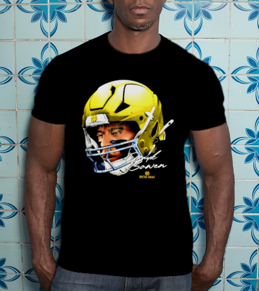 Notre Dame Drayk Bowen NCAA Football Headgear Fan Gear T-Shirt