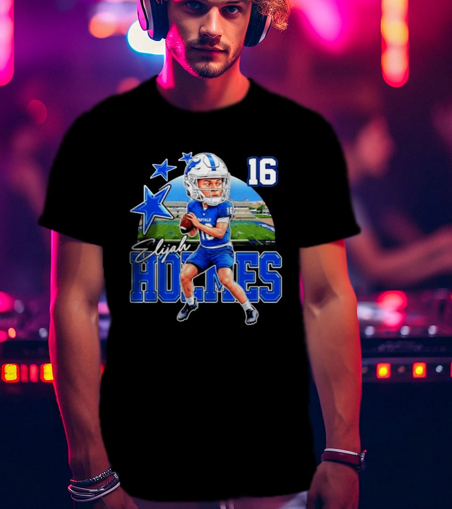 Elijah Holmes 16 Buffalo Bulls NCAA Football Caricature T-Shirt