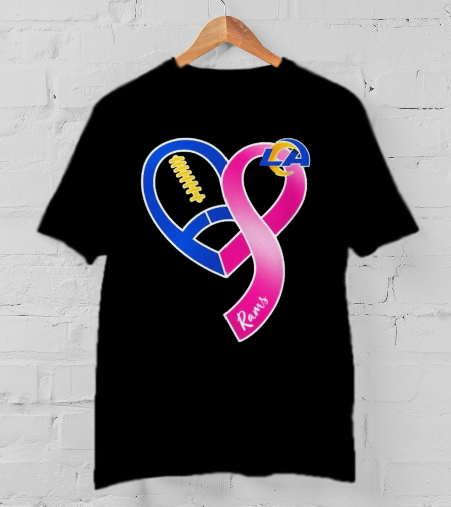 Los Angeles Rams Breast Cancer Awareness LA Ribbon Heart 2026 T-Shirt