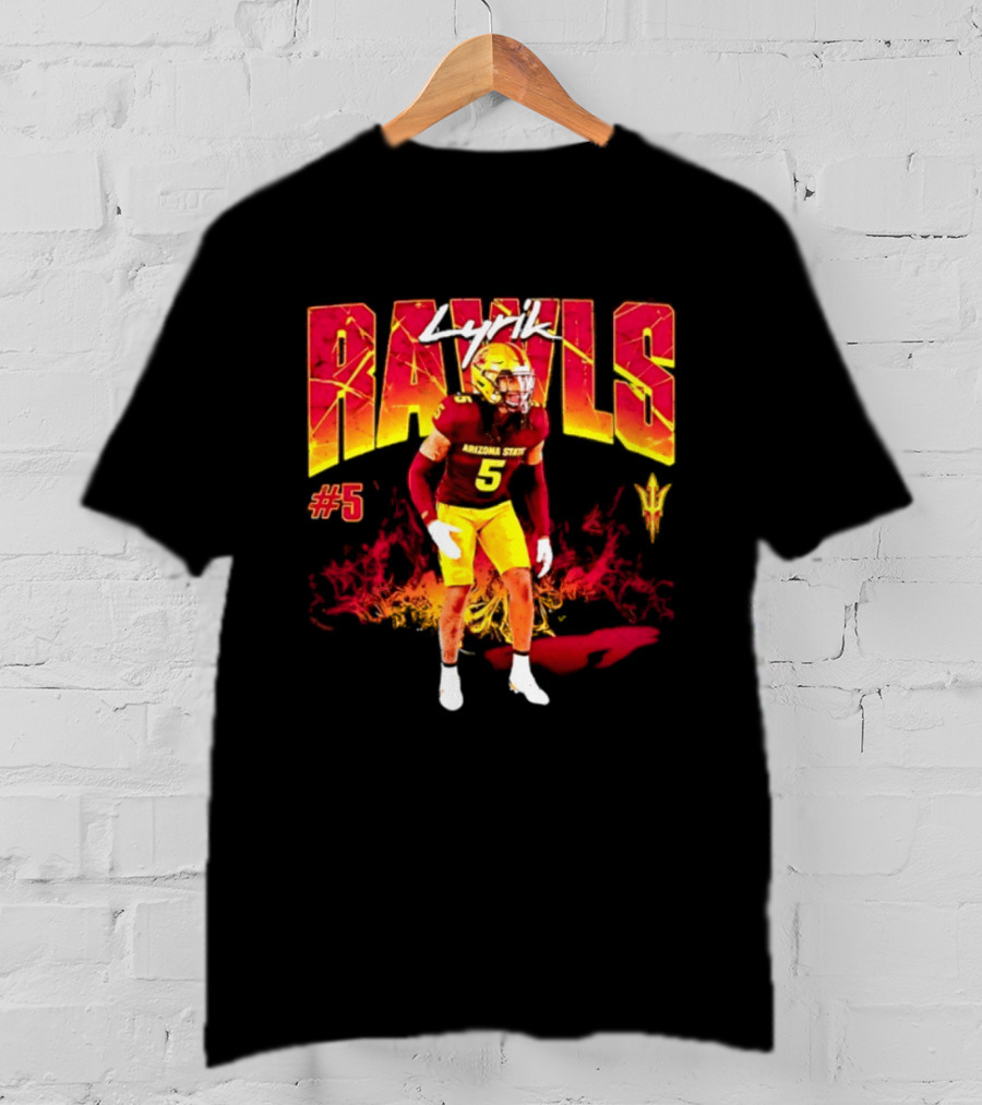 Lyrik Rawls #5 Arizona State Football Player Graphic With Sun Devils T-Shirt