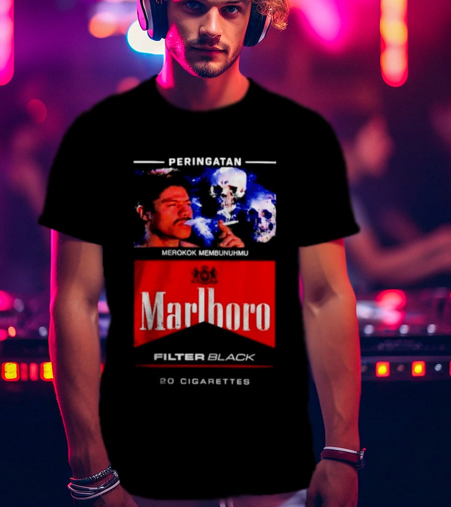 Marlboro Filter Black Peringatan Merokok Membunuhmu 50 Cigarettes T-Shirt