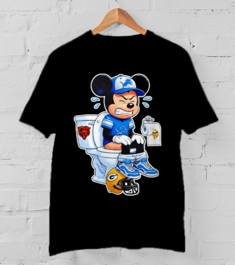 Detroit Lions Mickey Toilet Beating Bears Vikings Packers Football T-Shirt