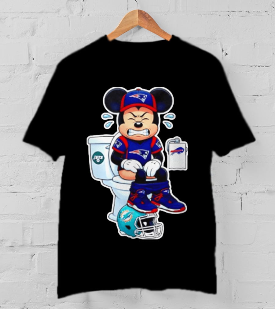Mickey Patriots Jets Bills Dolphins Toilet Humor Football T-Shirt