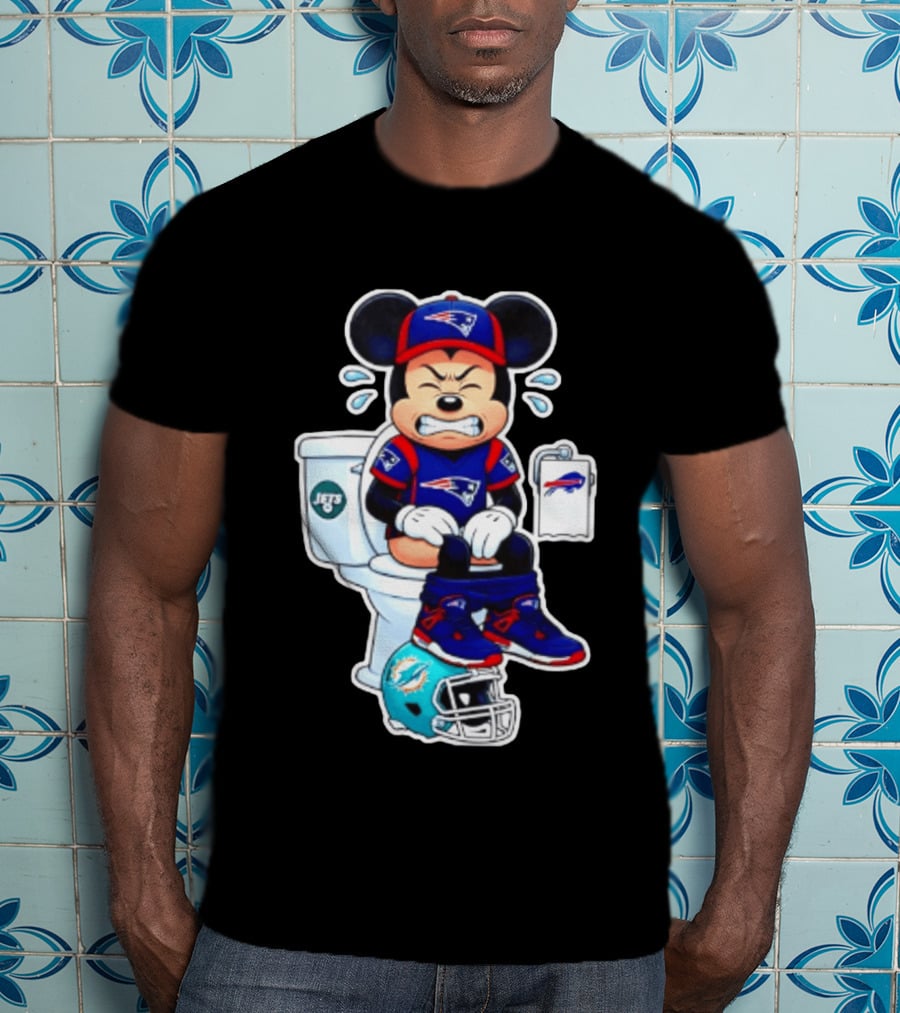 Mickey Patriots Jets Bills Dolphins Toilet Humor Football T-Shirt