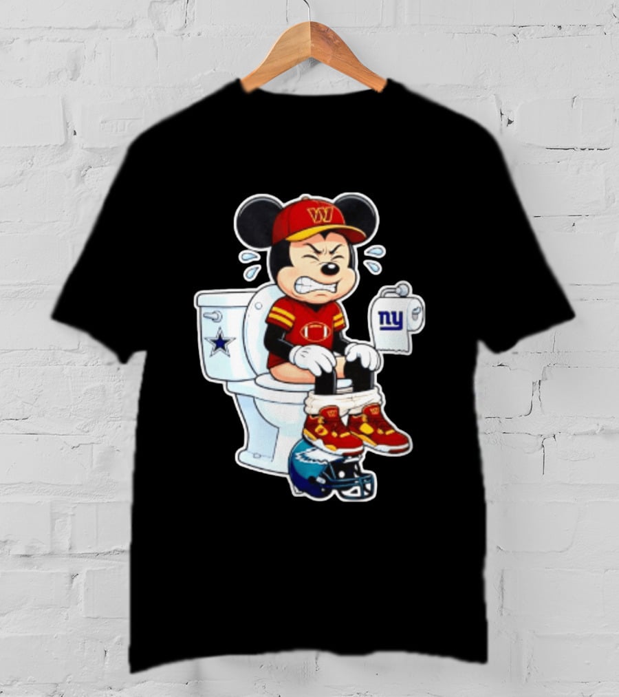 Mickey Toilet Washington W Frustrated Cowboys Giants Eagles Football Rivalry T-Shirt