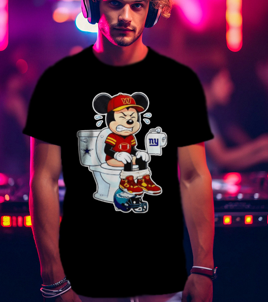 Mickey Toilet Washington W Frustrated Cowboys Giants Eagles Football Rivalry T-Shirt
