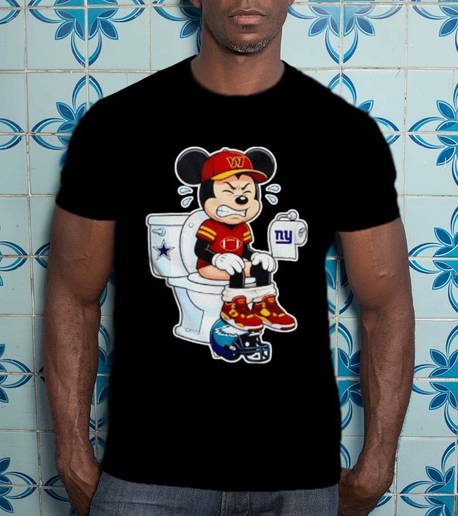 Mickey Toilet Washington W Frustrated Cowboys Giants Eagles Football Rivalry T-Shirt
