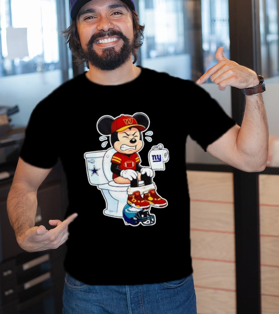 Mickey Toilet Washington W Frustrated Cowboys Giants Eagles Football Rivalry T-Shirt
