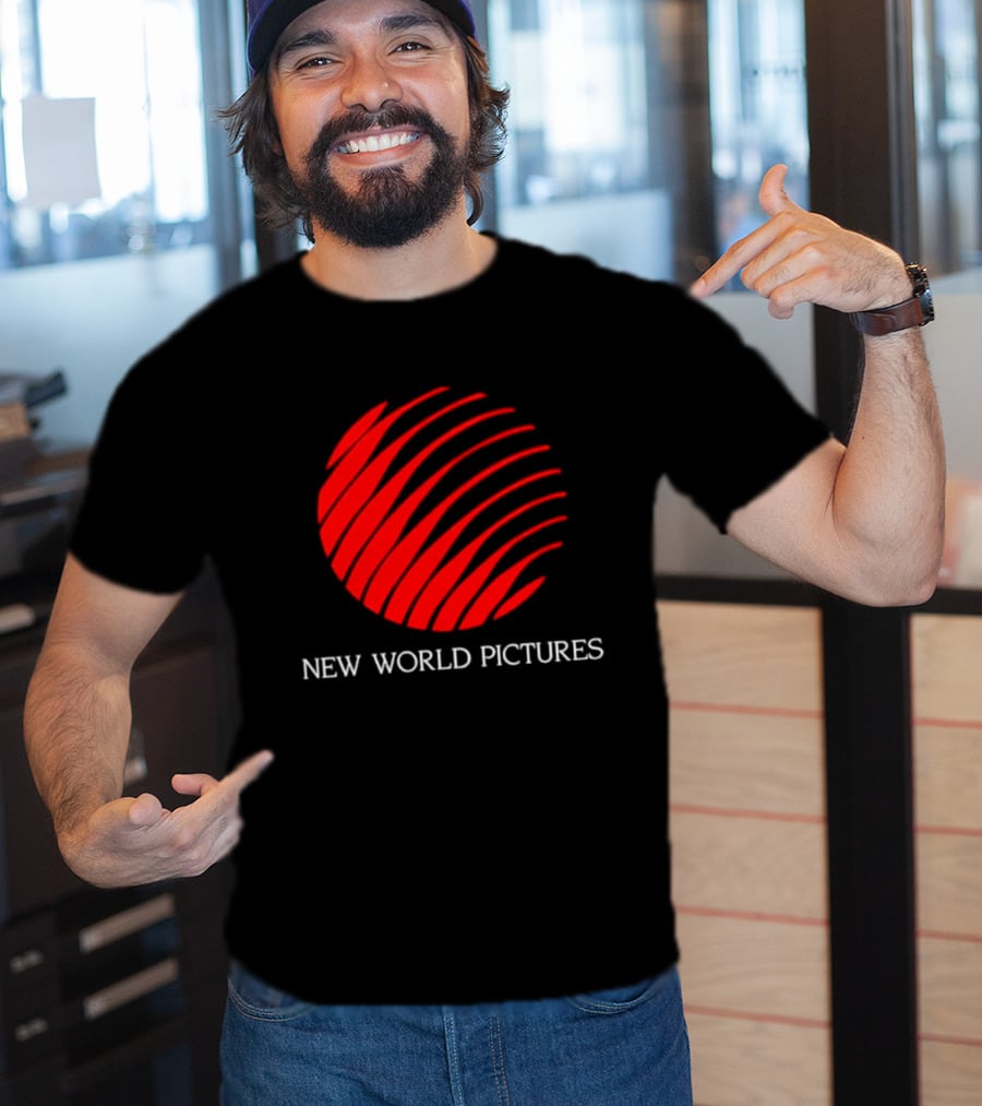 New World Pictures Film Production Classic Cinema Red Spiral T-Shirt