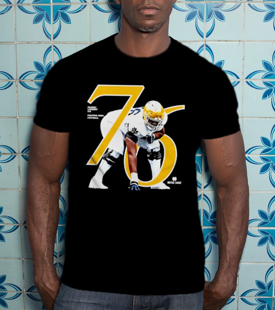 Notre Dame Football Player Number 76 Guerby Lambert NCAA T-Shirt