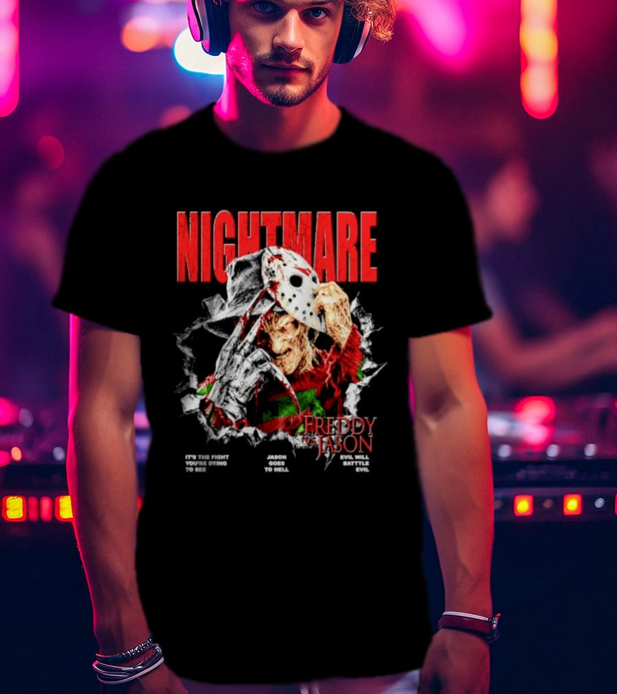 Nightmare Freddy Vs Jason Evil Battle Halloween Fight You're Dying To See T-Shirt