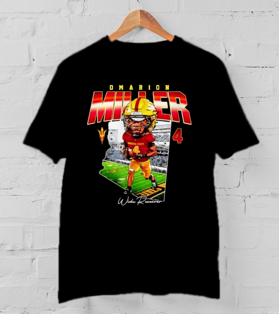 Omarion Miller 4 Arizona State Wide Receiver Caricature Including Team T-Shirt