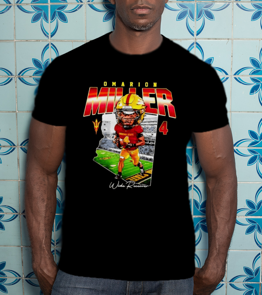 Omarion Miller 4 Arizona State Wide Receiver Caricature Including Team T-Shirt