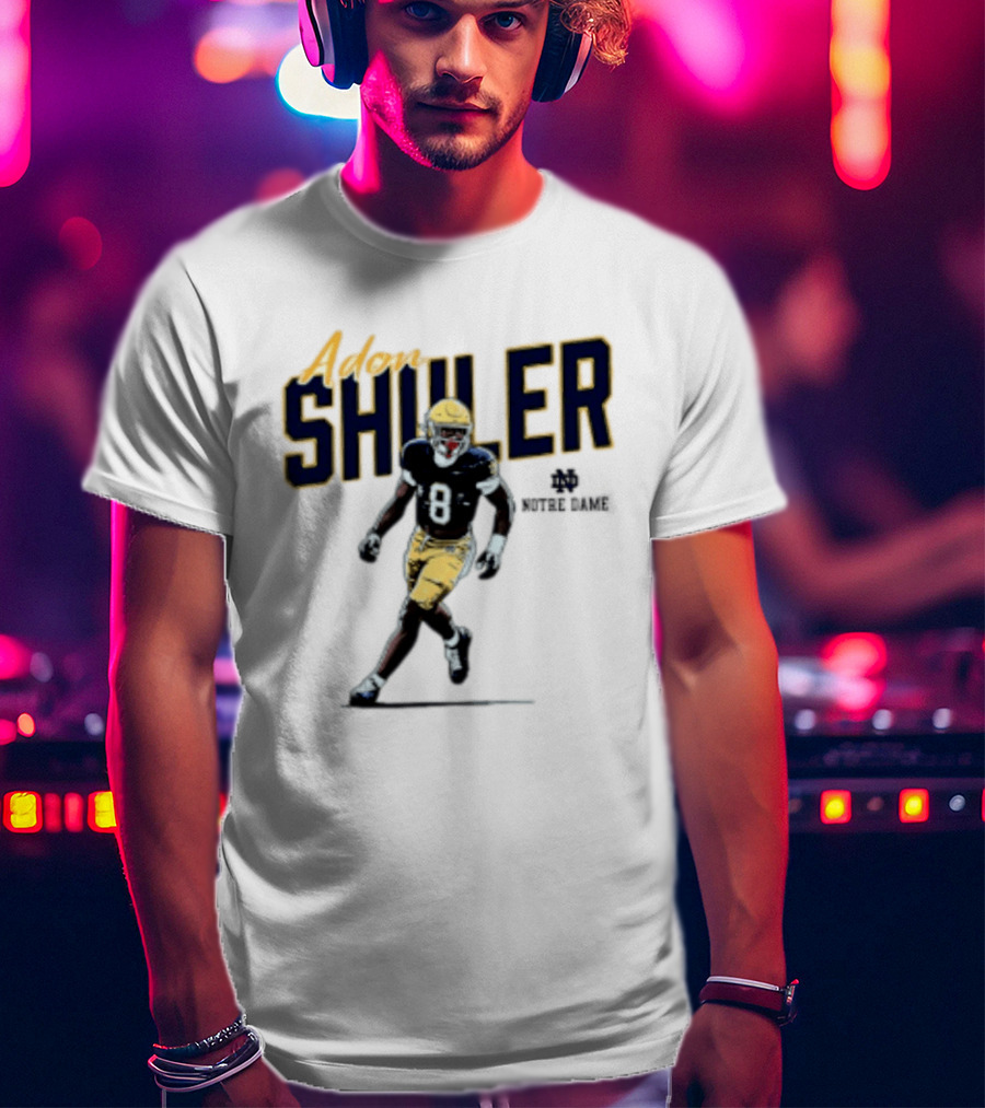 Adon Shuler 8 Notre Dame NCAA Football Caricature Player T-Shirt