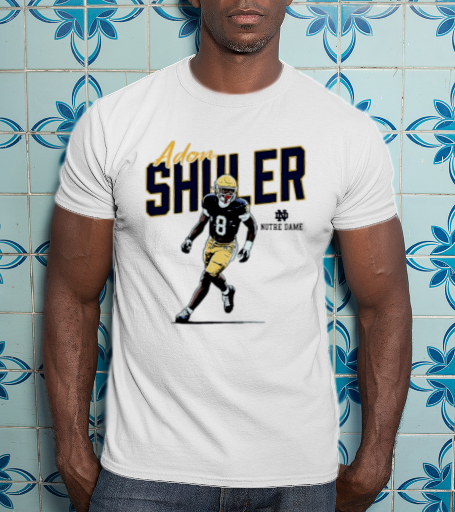 Adon Shuler 8 Notre Dame NCAA Football Caricature Player T-Shirt