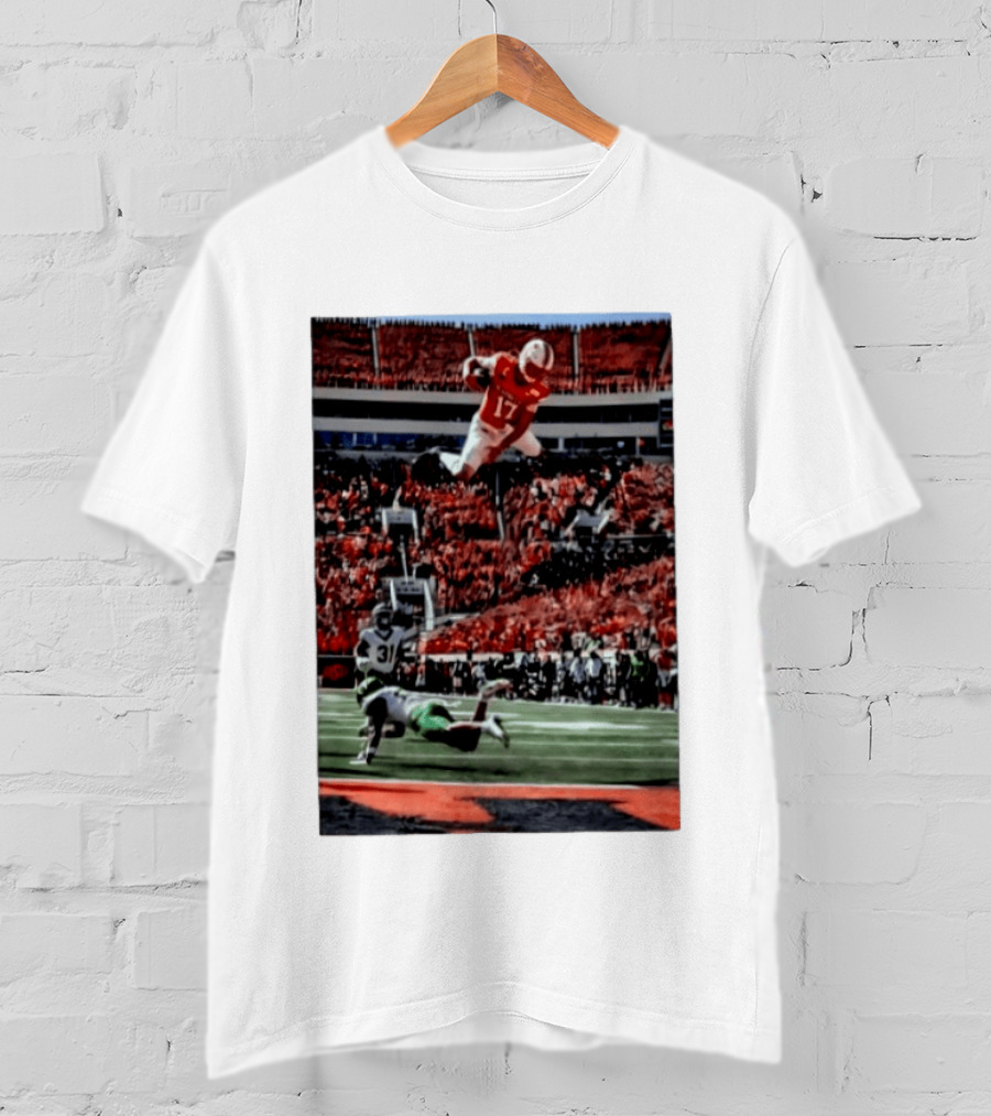 Brennan Presley Oklahoma State Cowboys Touchdown Football Action Stadium Scene T-Shirt