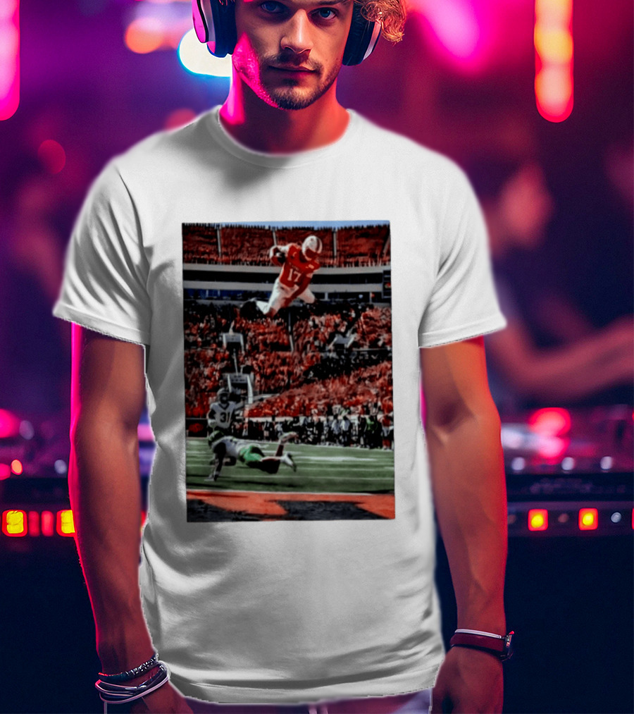 Brennan Presley Oklahoma State Cowboys Touchdown Football Action Stadium Scene T-Shirt