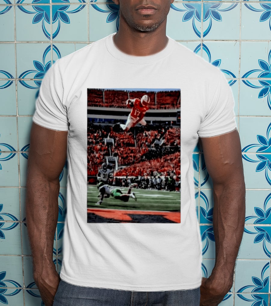 Brennan Presley Oklahoma State Cowboys Touchdown Football Action Stadium Scene T-Shirt