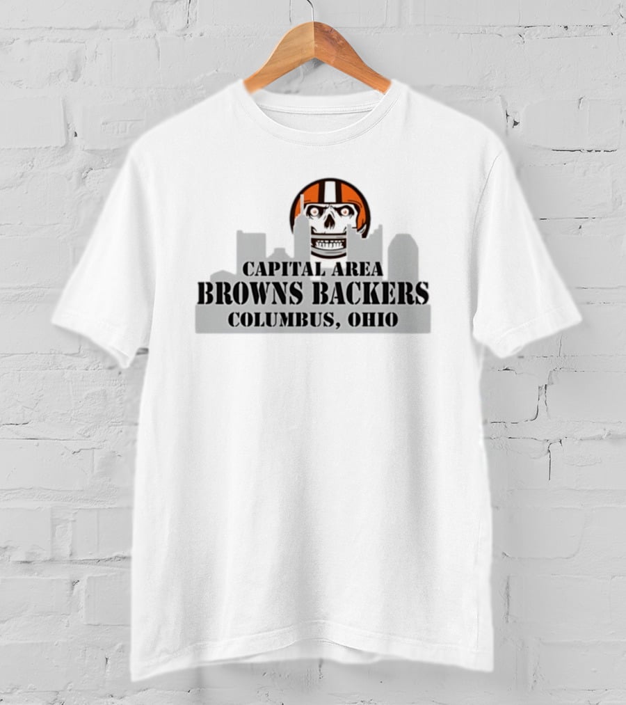 Cleveland Browns Skull Capital Area Browns Backers Columbus Ohio T-Shirt