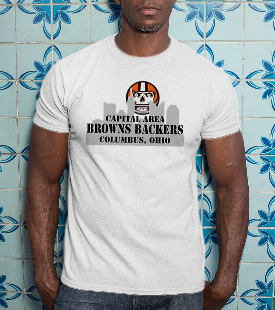 Cleveland Browns Skull Capital Area Browns Backers Columbus Ohio T-Shirt