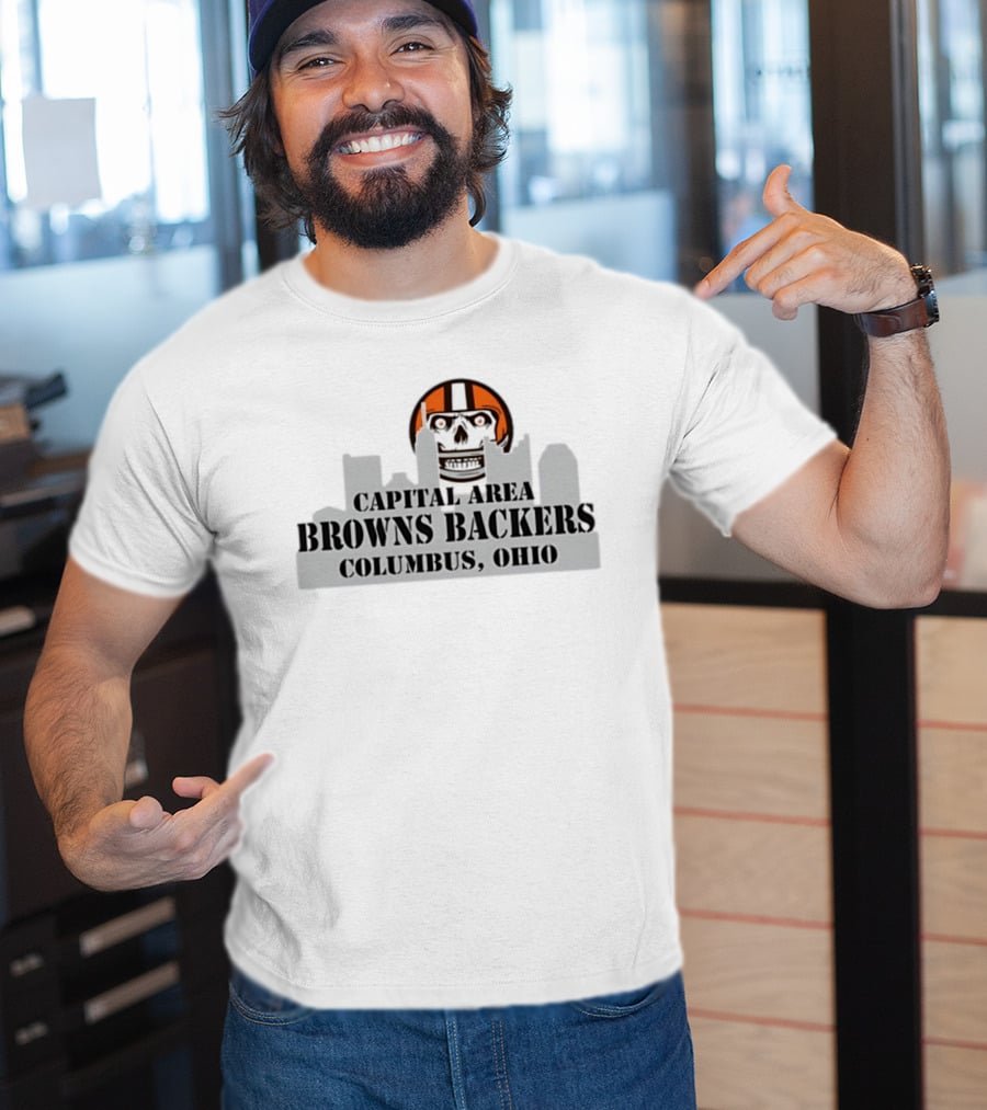 Cleveland Browns Skull Capital Area Browns Backers Columbus Ohio T-Shirt