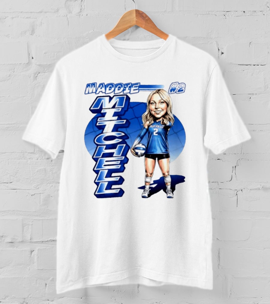 Maddie Mitchell #2 Buffalo Volleyball Caricature T-Shirt