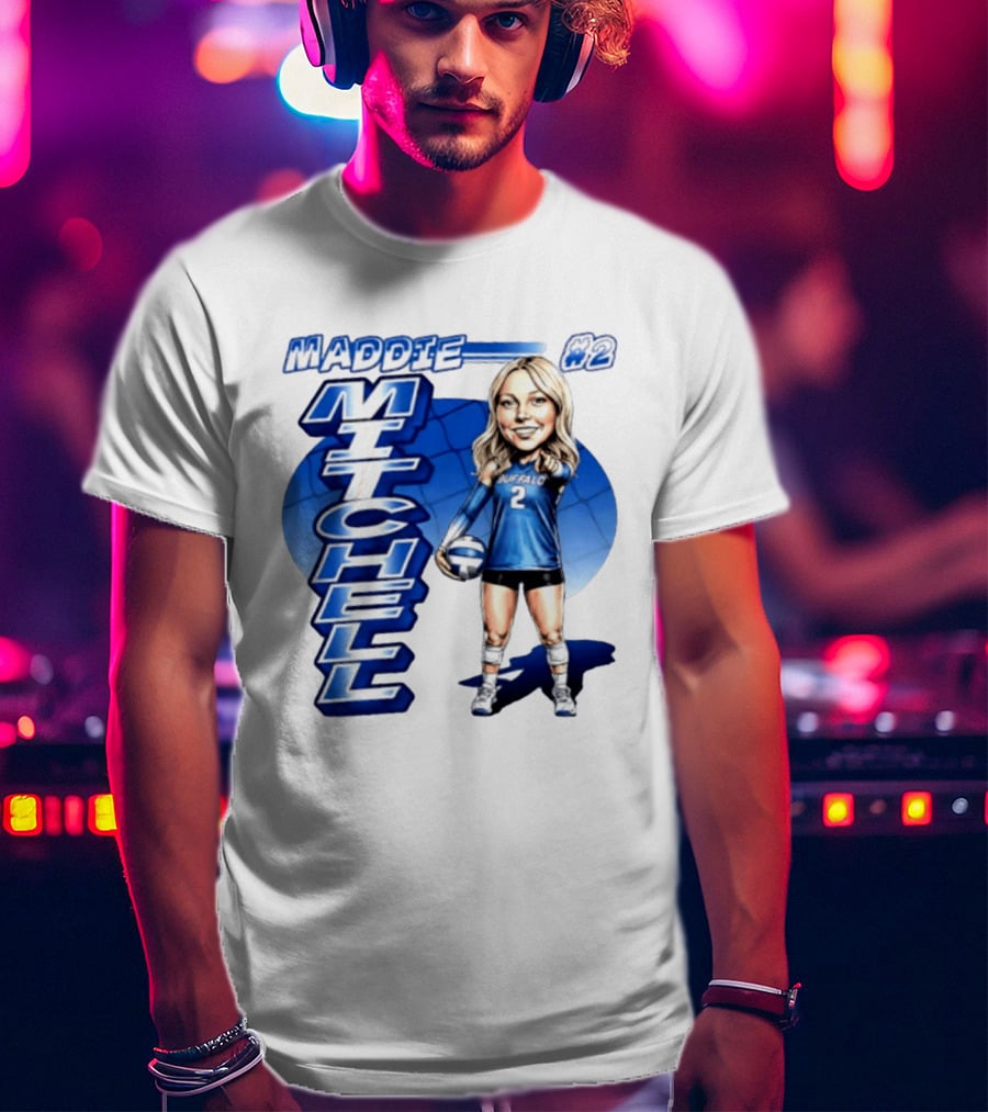 Maddie Mitchell #2 Buffalo Volleyball Caricature T-Shirt