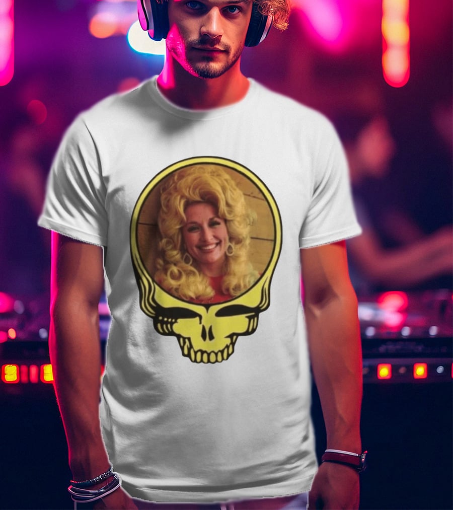 Dolly Parton Grateful Dead Skull Motif T-Shirt