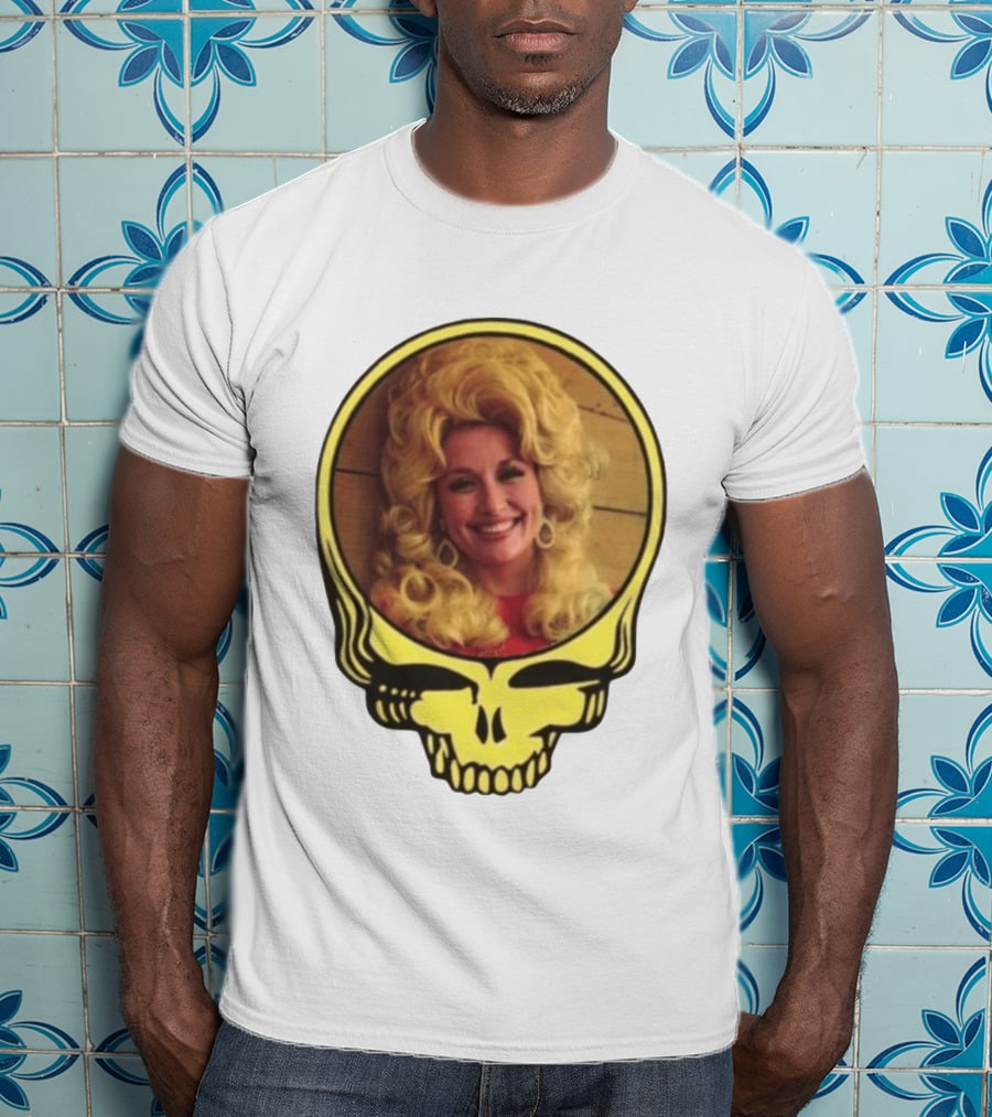 Dolly Parton Grateful Dead Skull Motif T-Shirt