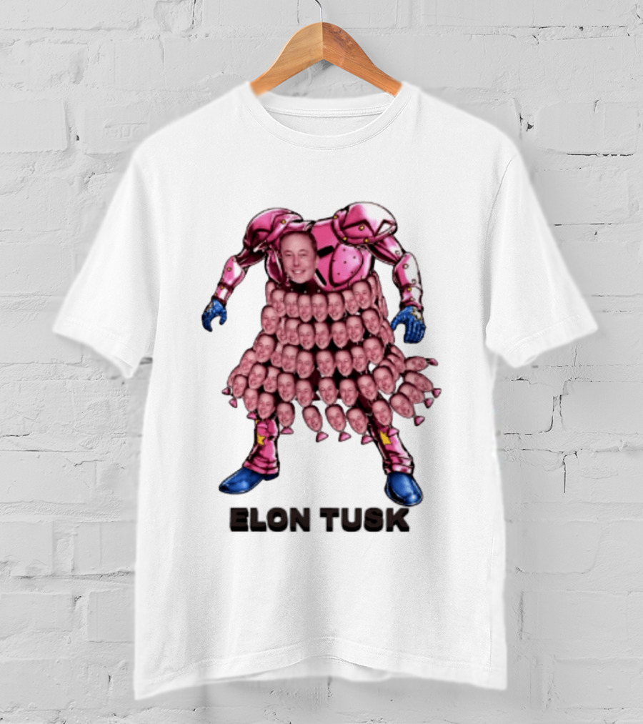 Elon Tusk Pink Armor Mosaic Elon Musk Faces T-Shirt