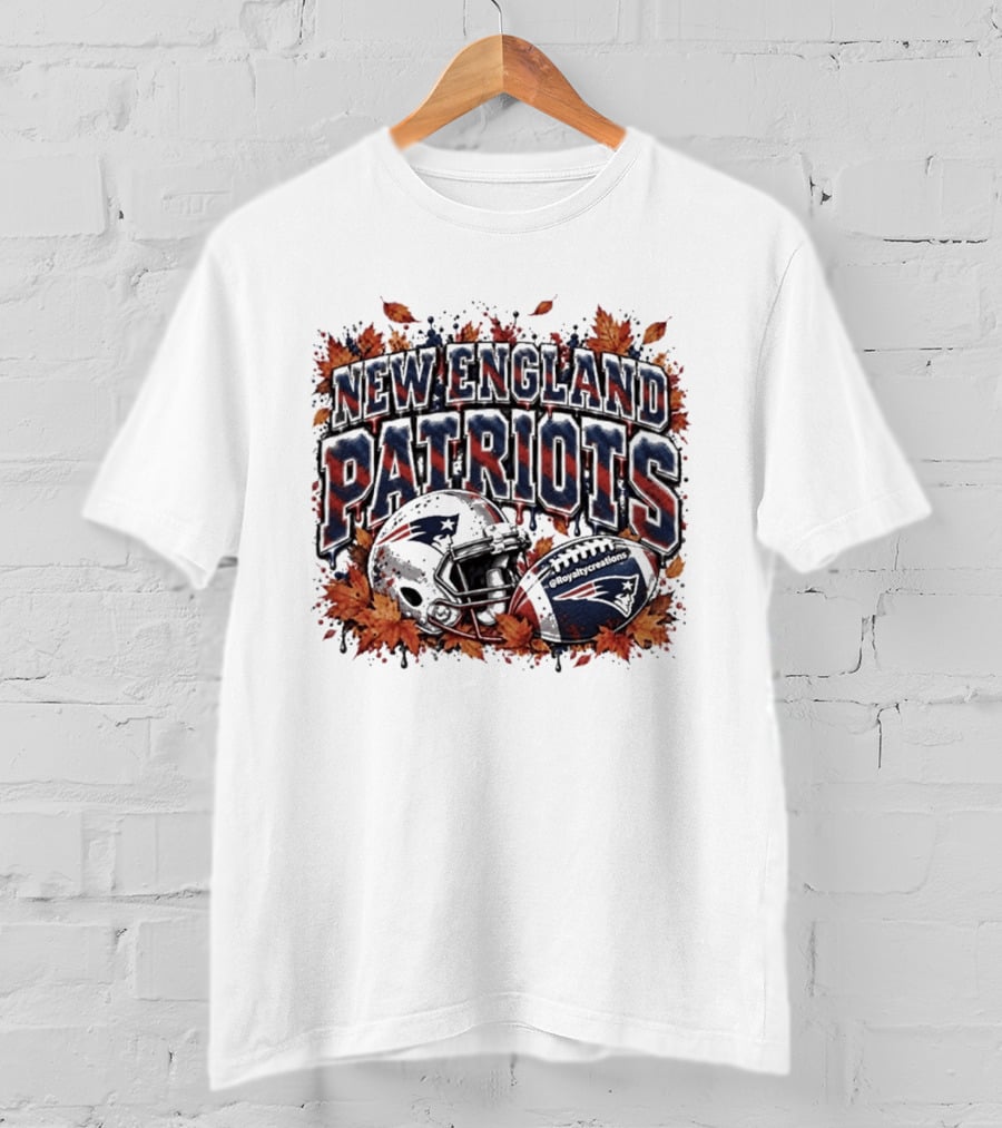 New England Patriots Football Helmet Autumn Leaves Halloween 2026 T-Shirt