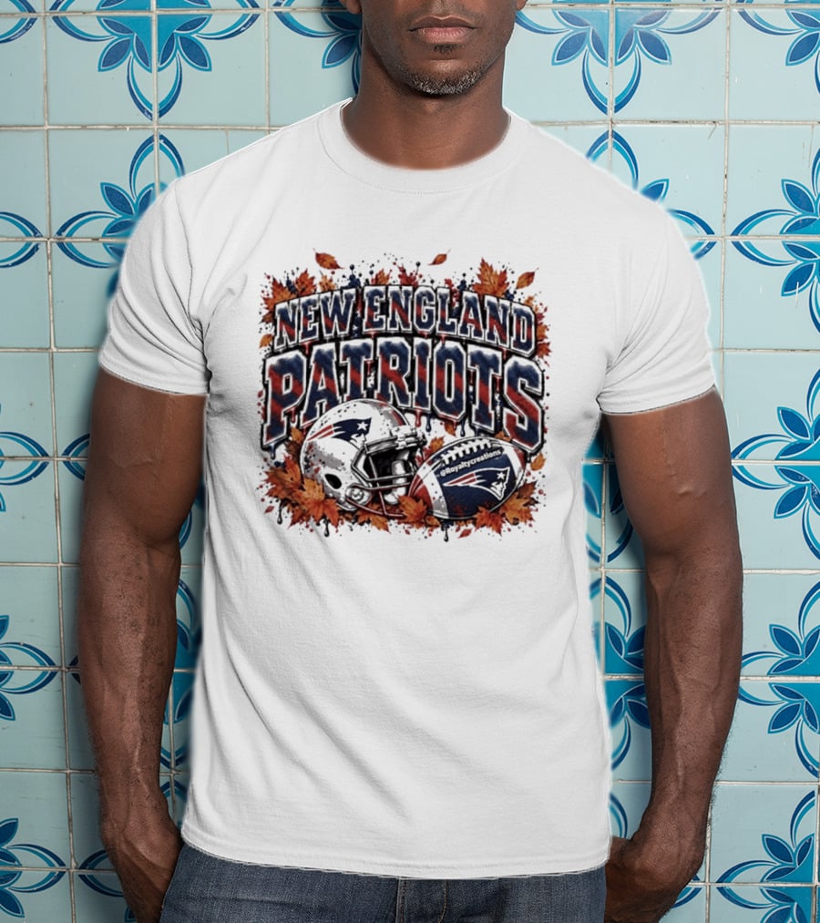 New England Patriots Football Helmet Autumn Leaves Halloween 2026 T-Shirt