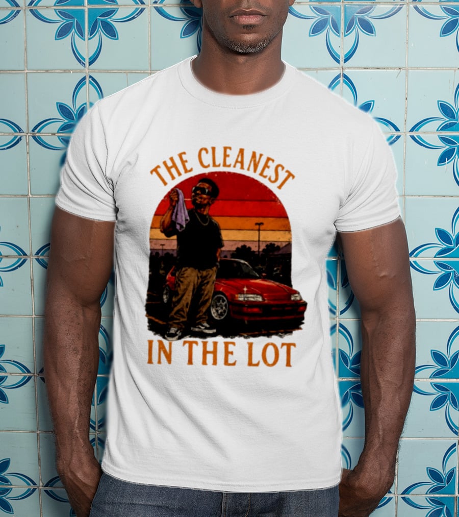 The Cleanest In The Lot Retro Car Enthusiast Sunset Scene T-Shirt