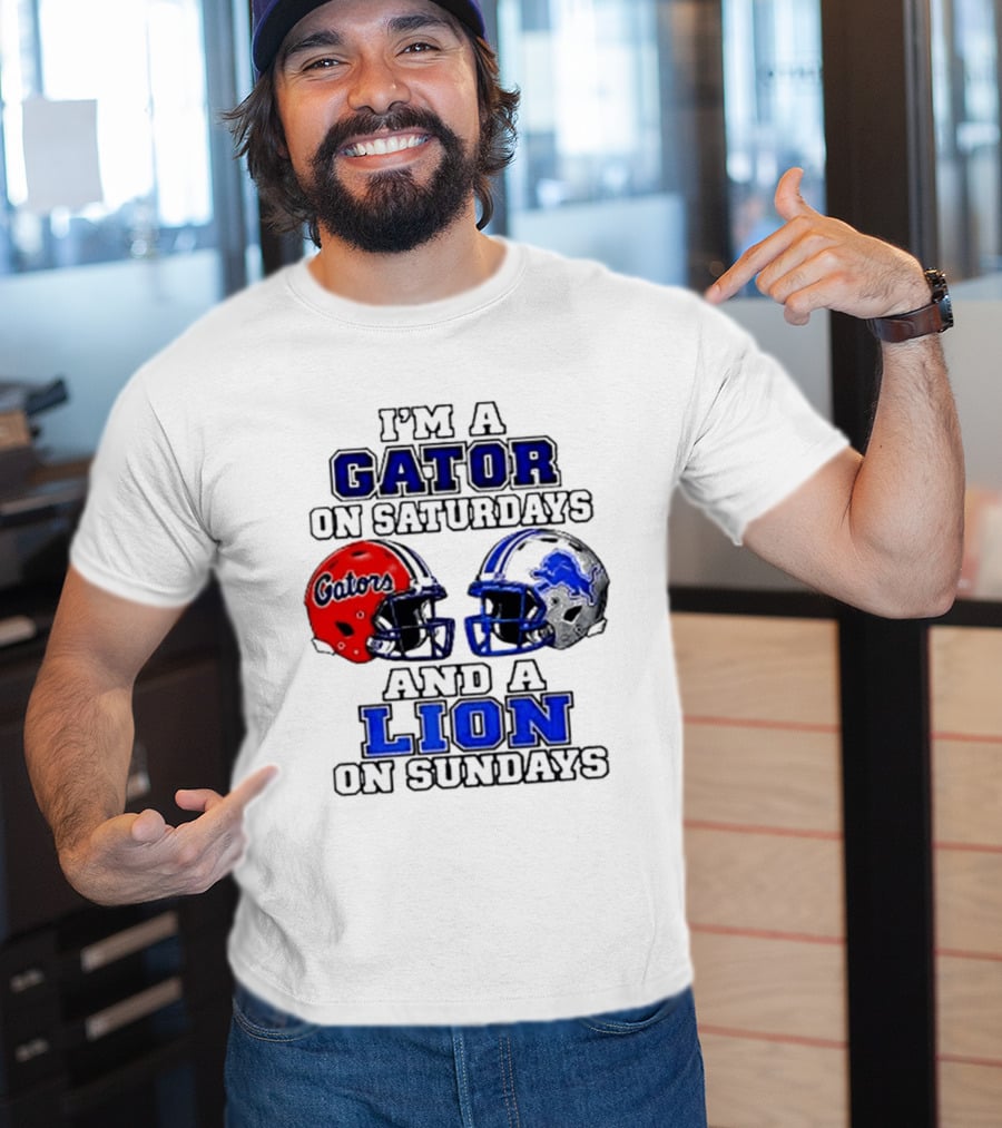 I'm A Gator On Saturdays And A Lion On Sundays Football Helmets T-Shirt