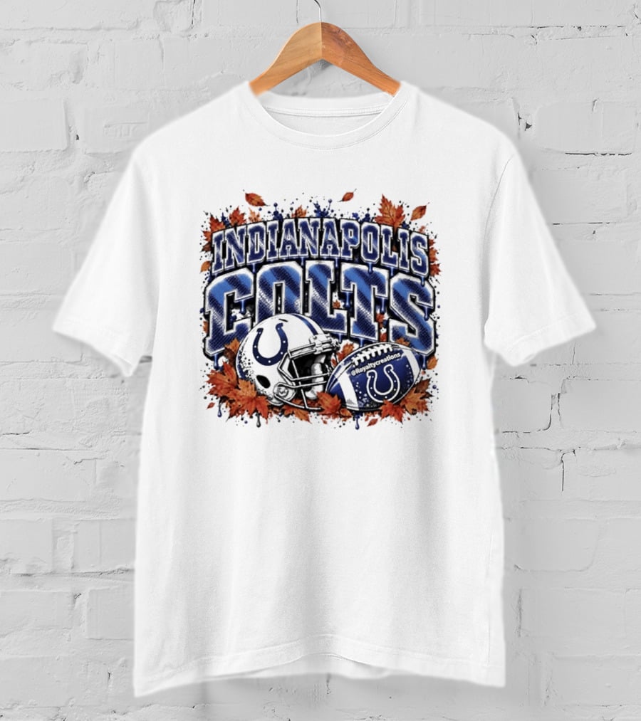 Indianapolis Colts Football Helmet Autumn Leaves 2026 T-Shirt