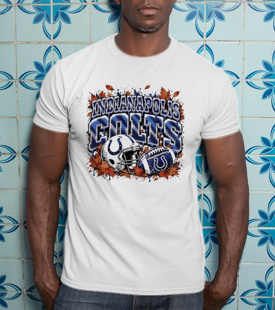 Indianapolis Colts Football Helmet Autumn Leaves 2026 T-Shirt