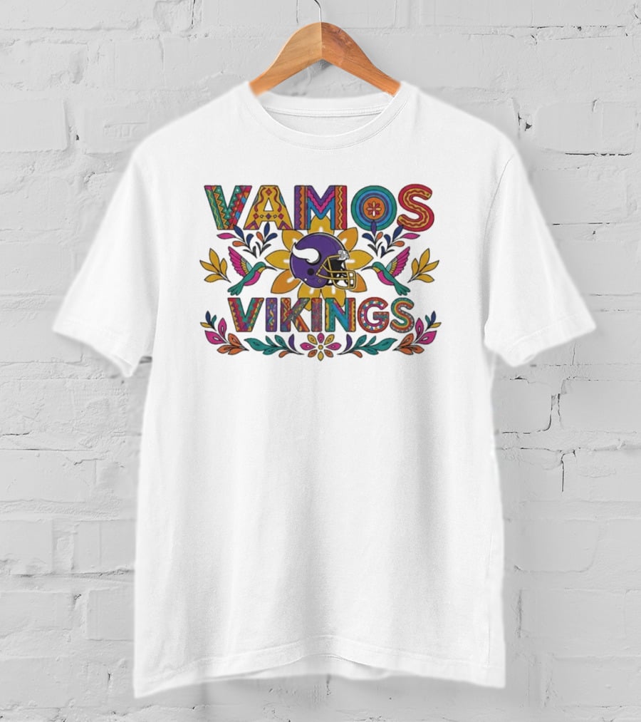 Vamos Vikings Colorful Helmet Floral T-Shirt