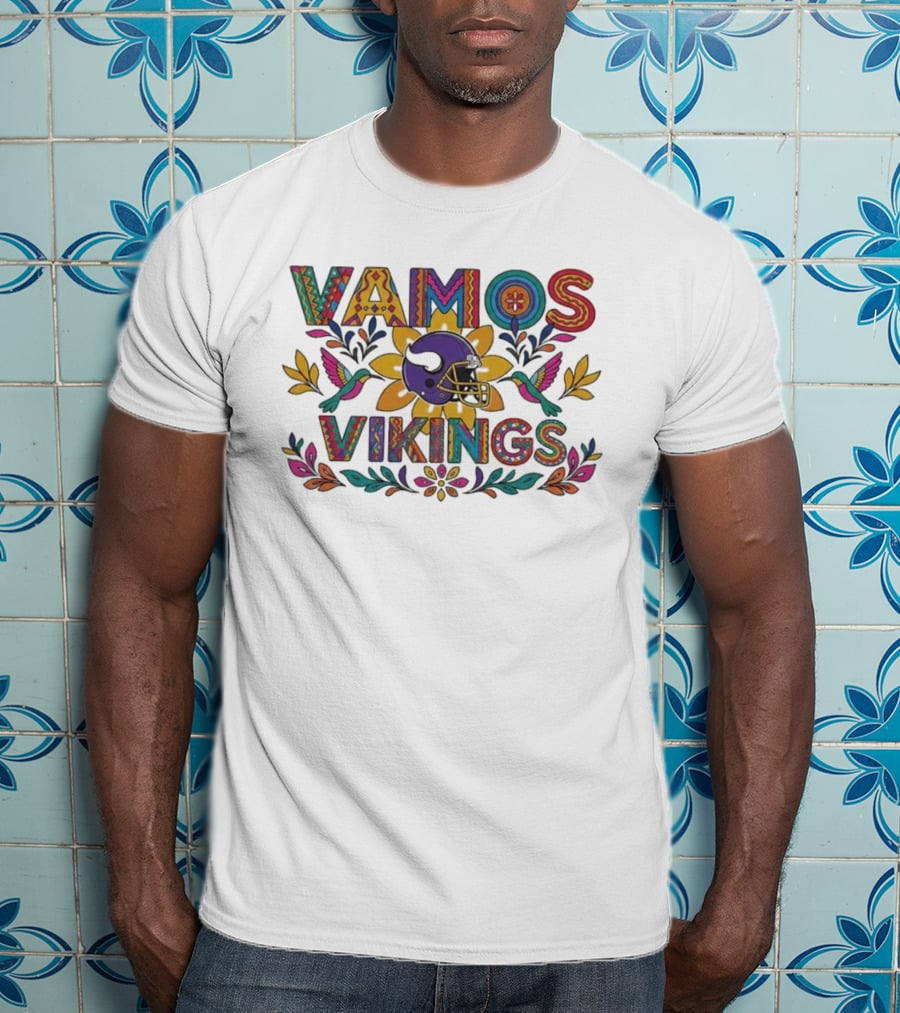 Vamos Vikings Colorful Helmet Floral T-Shirt
