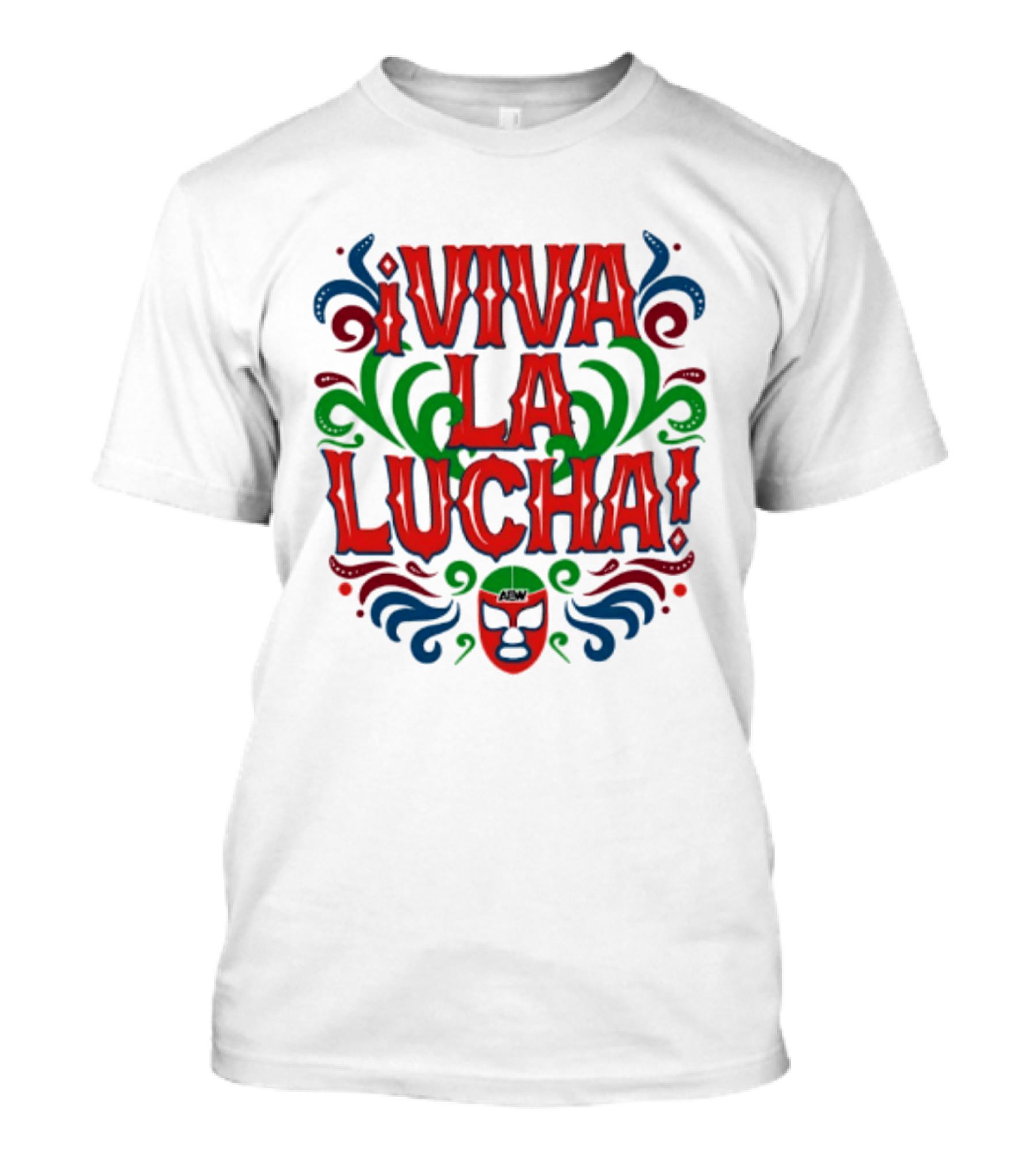Viva La Lucha Mask Design With Colorful Swirls And Exclamation Marks T-Shirt